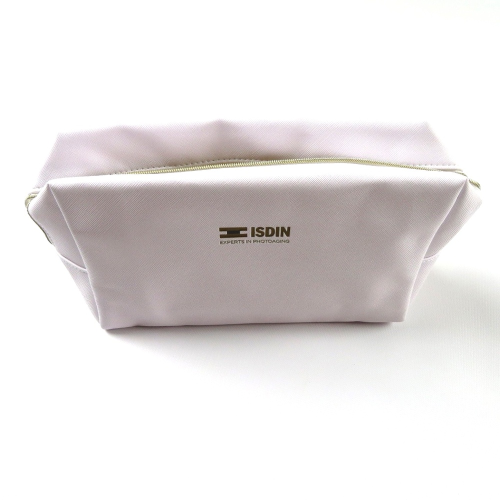 NWOT- ISDIN white pouch for beauty, everyday toiletries, travel, cosmetics bag